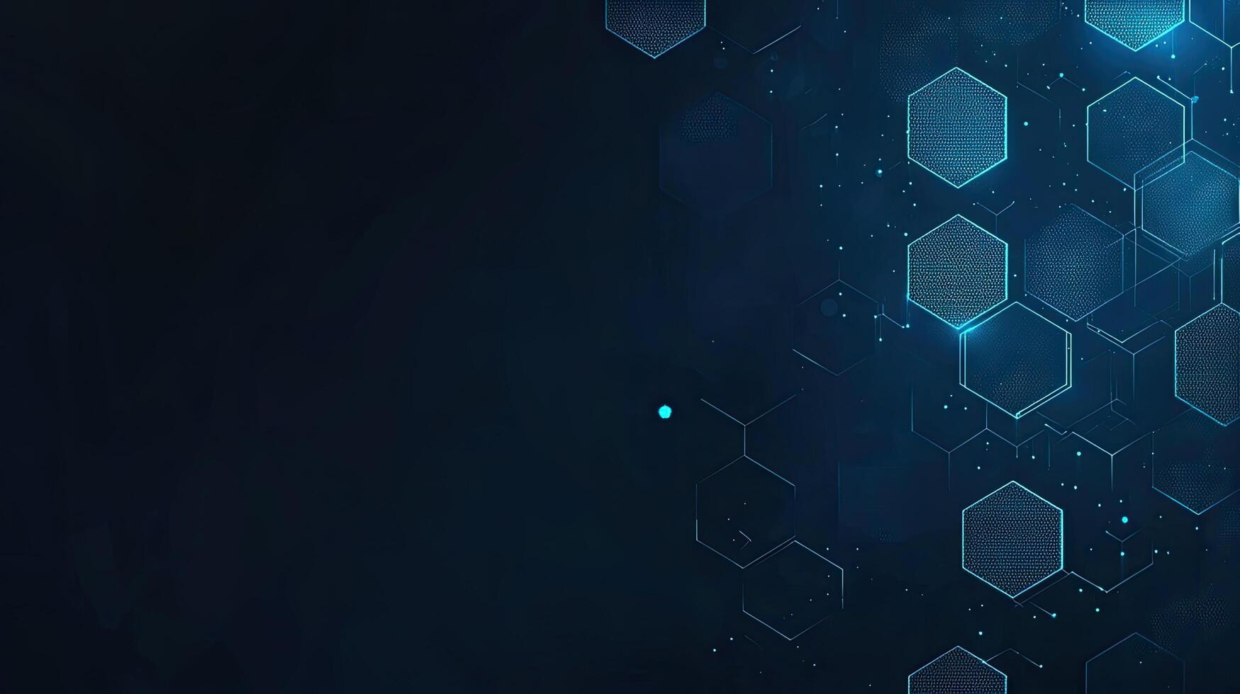 Abstract Dark Blue Technology Background with Glowing Hexagonal Structures and Connectivity, Futuristic Network Design photo