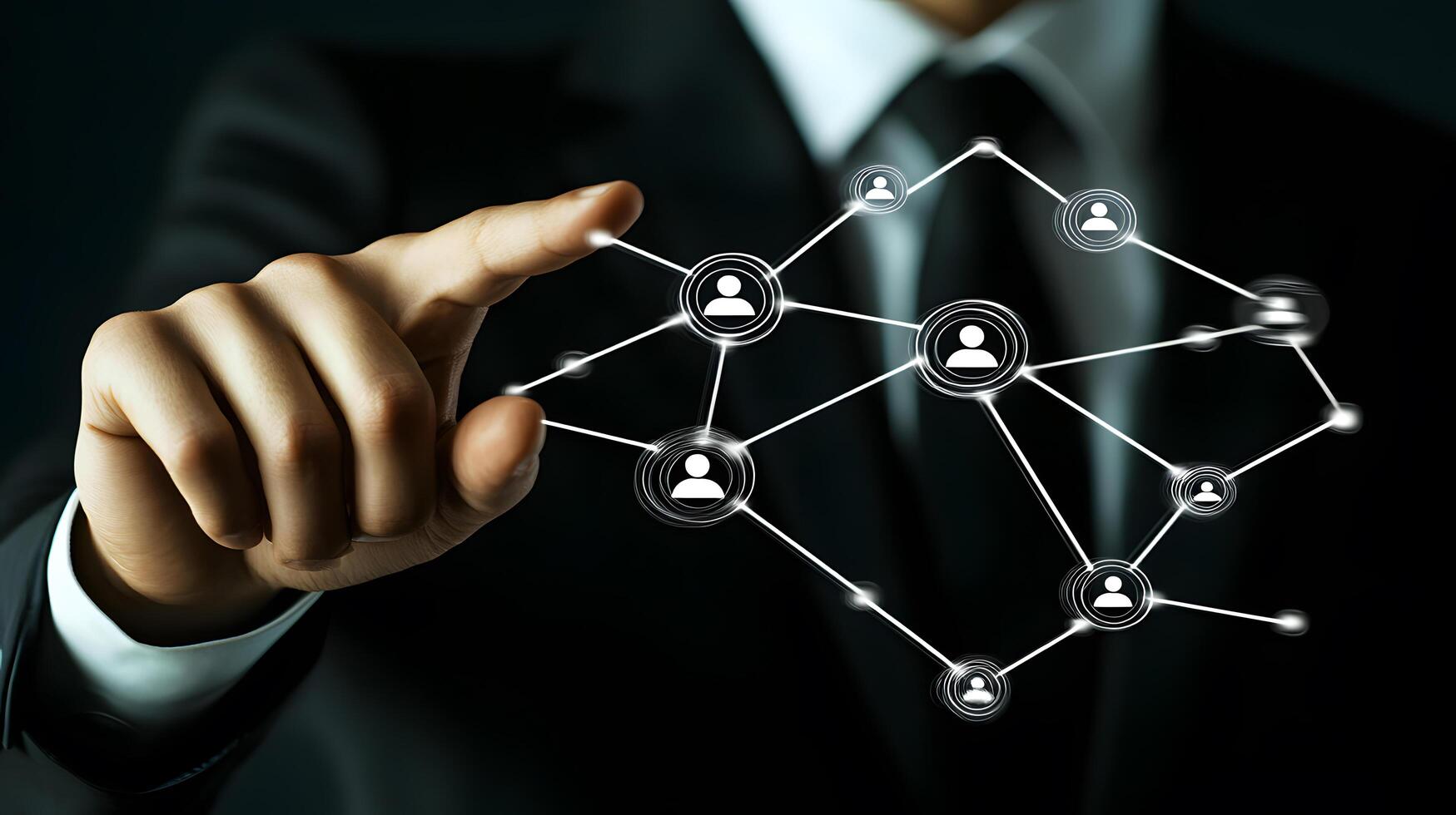 Businessman Networking Connecting People, Social Media Influence, and Online Communication in the Modern Digital Era. photo