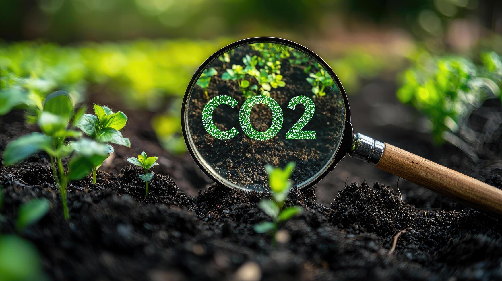 Carbon Dioxide Reduction Focus Magnifying CO2 Absorption by Plants for Environmental Sustainability and Climate Change Mitigation photo