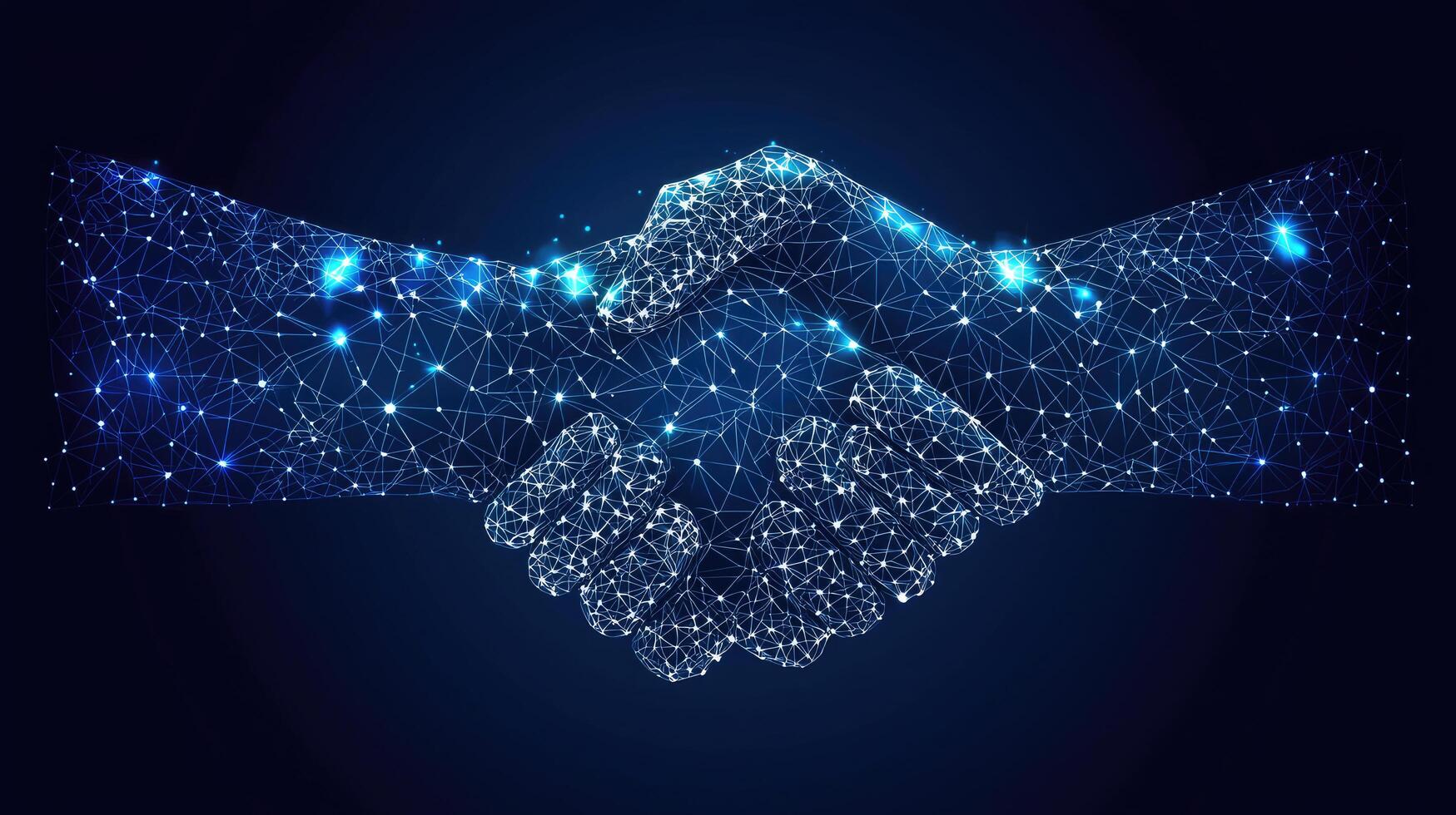 Digital Business Handshake with Network Connection Structure, Agreement Concept. Partnership, Success, and Technology Illustration. photo