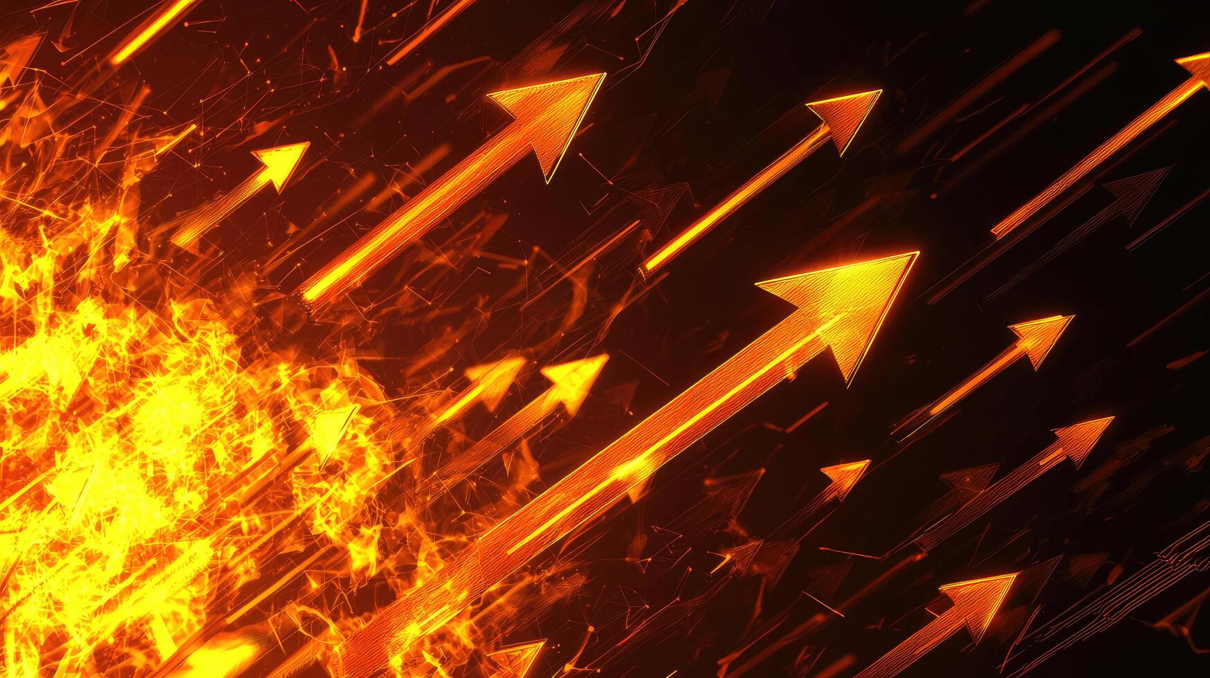 Dynamic Upward Arrow Trajectory Abstract Orange Data Flow Visualization for Growth, Success, and Positive Trends photo