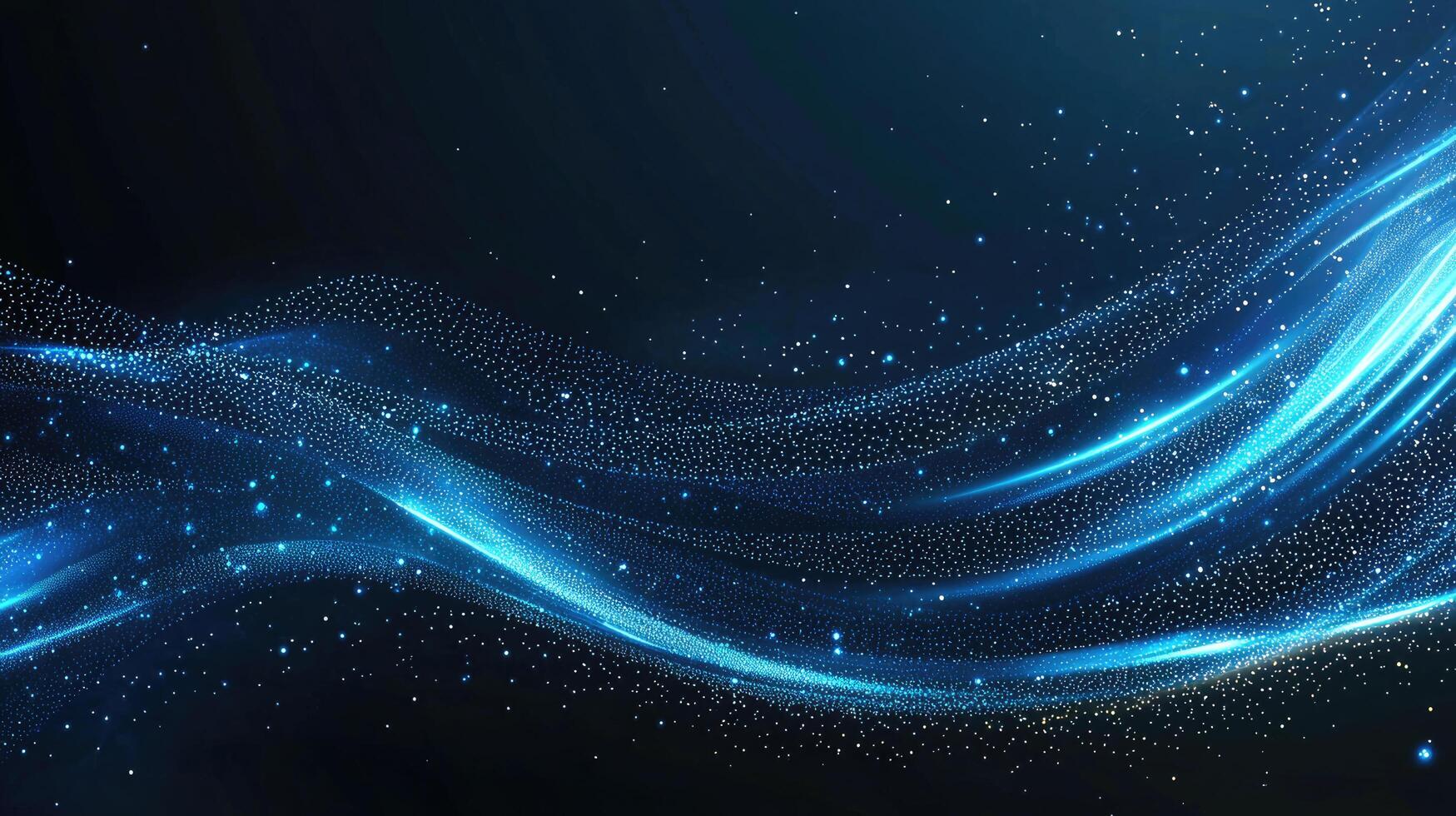 Elegant Blue Wave Particles Background with Shining Light and Glittering Star Dust for Modern Designs photo