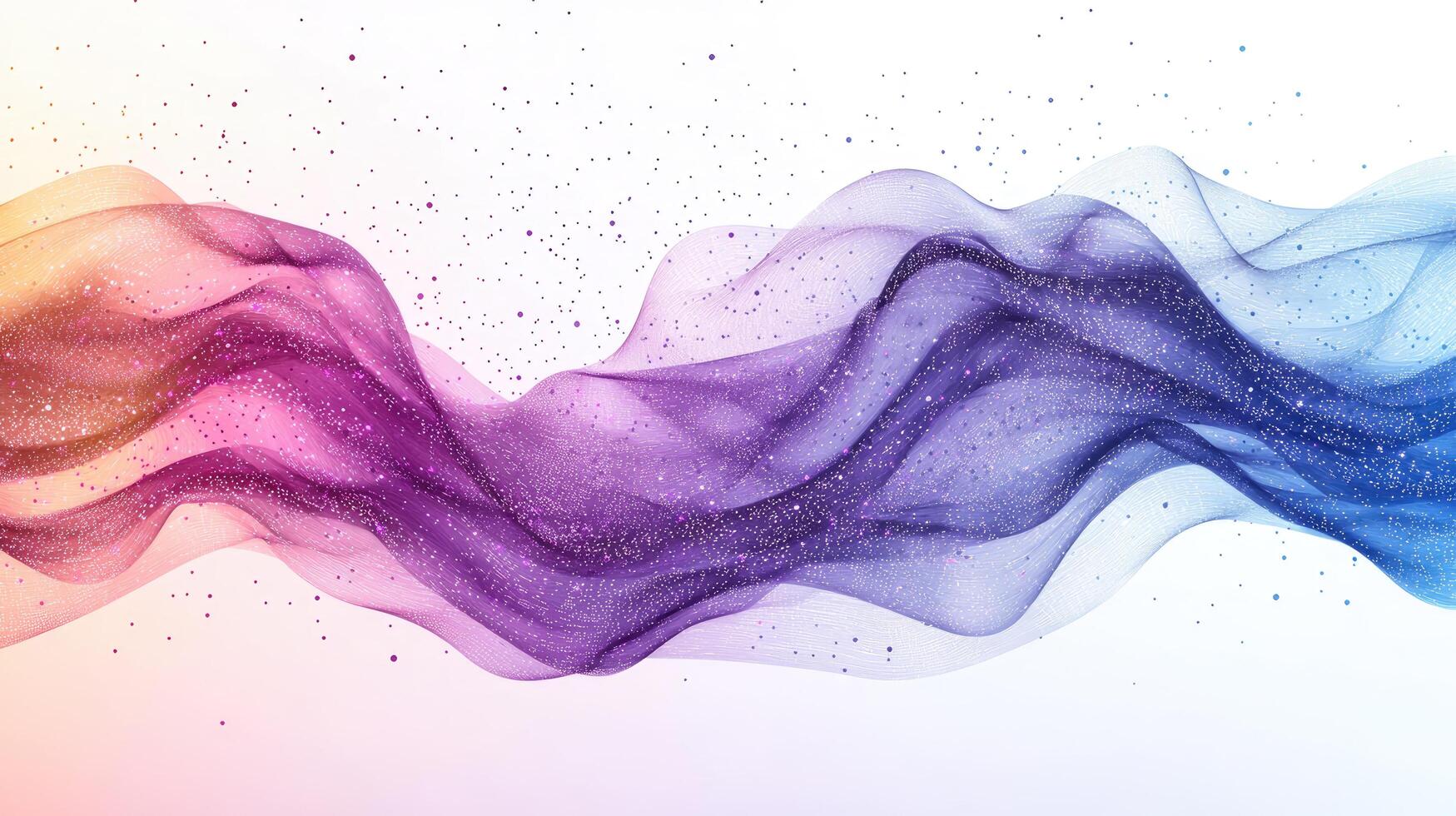 Ethereal Abstract Flow Vibrant Waves with Sparkling Particle Accents on White Background for Modern Design photo