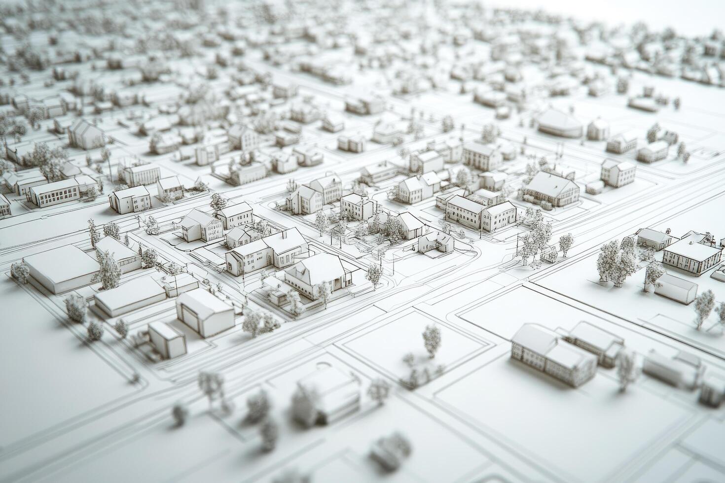 Miniature City Model White Paper Town with Intricate Detail, Architectural Planning and Urban Design Study photo
