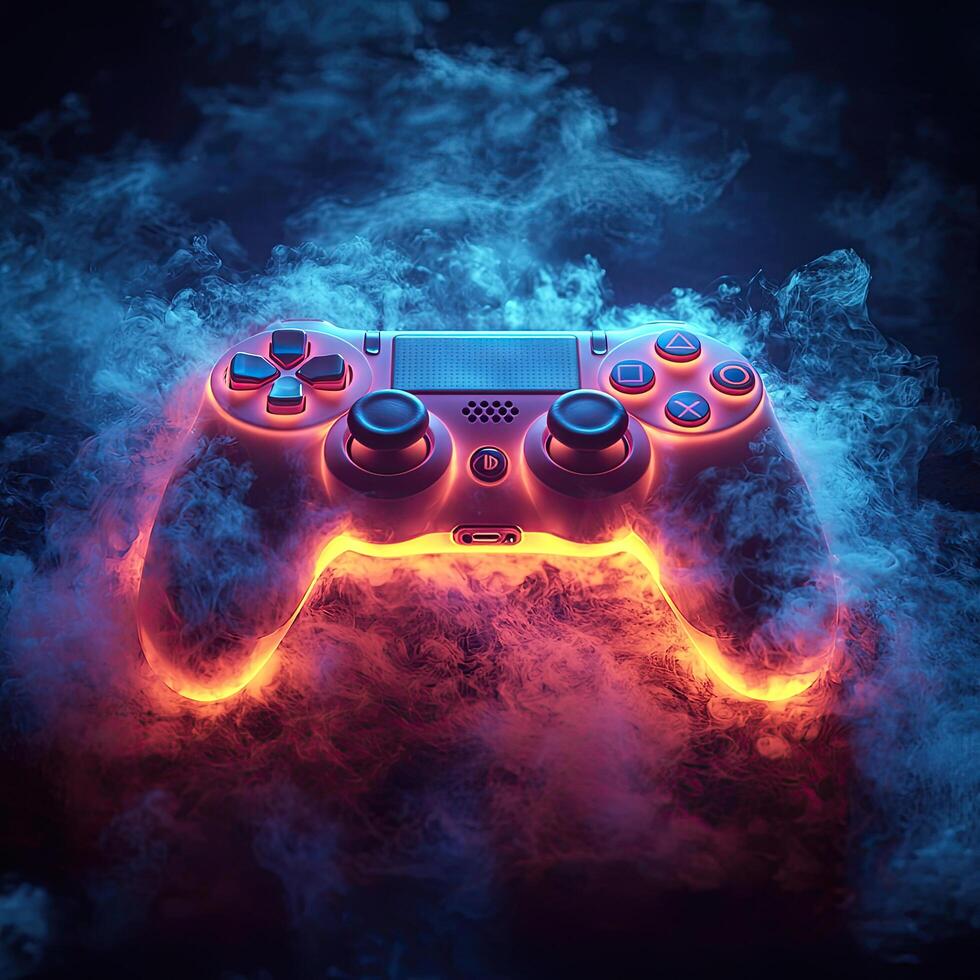 NextGen Gaming Controller with Neon Lights and Smoke Effects for Online Tournament and Esports Competition photo