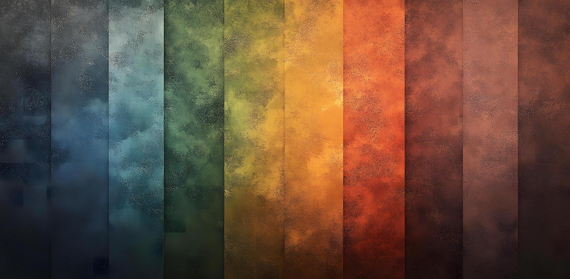 A spectrum of textured panels transitions through a range of warm and cool colors photo