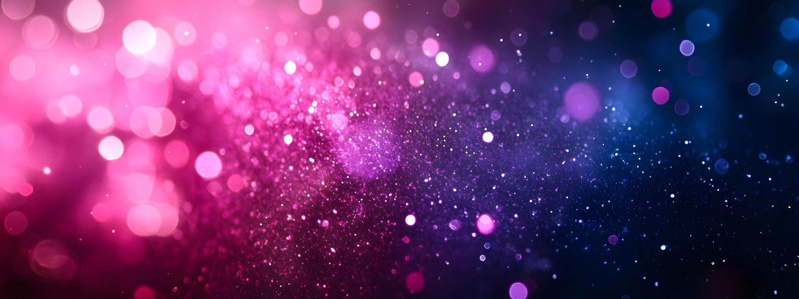 A vibrant gradient shifts from soft pink to deep blue, sprinkled with dazzling bokeh photo