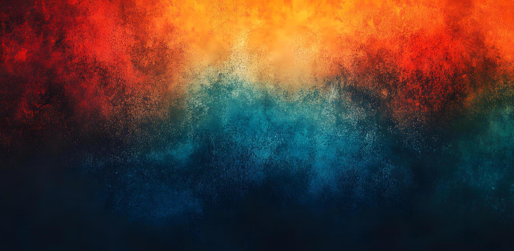 A vibrant gradient spreads with red, yellow, and blue shades across a textured surface photo