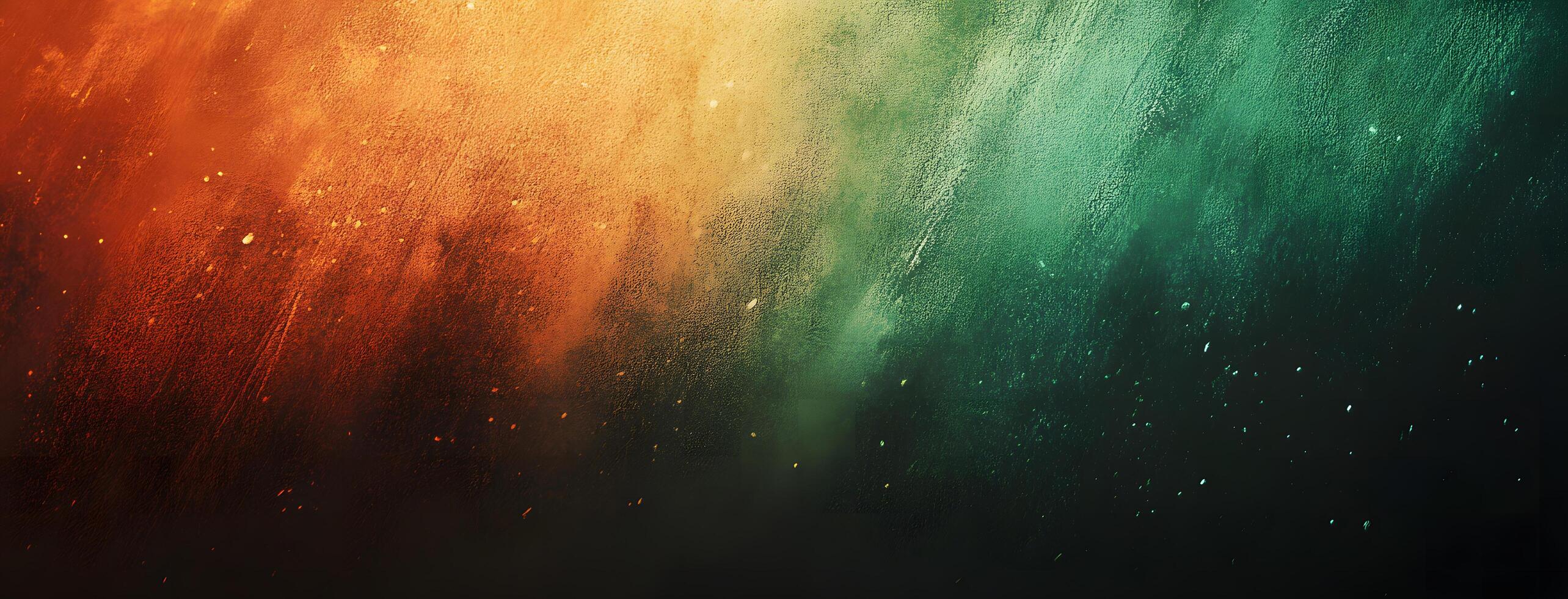 Abstract background shows a transition from warm orange to cool teal with subtle stardust photo