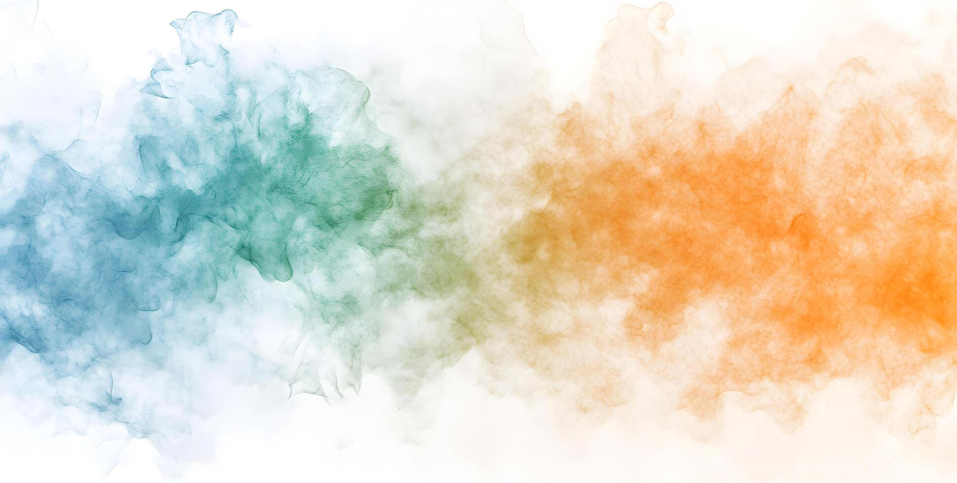 Abstract watercolor background shows a serene blend of turquoise and orange hues photo