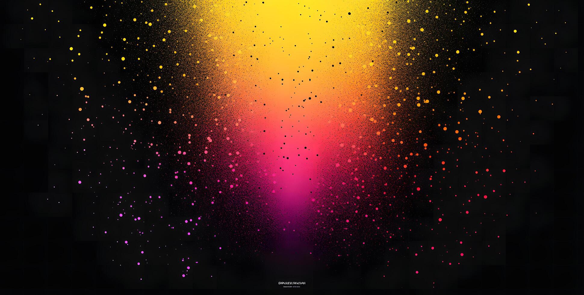Colorful gradient of pink, yellow, and orange splatters create an abstract backdrop on black photo