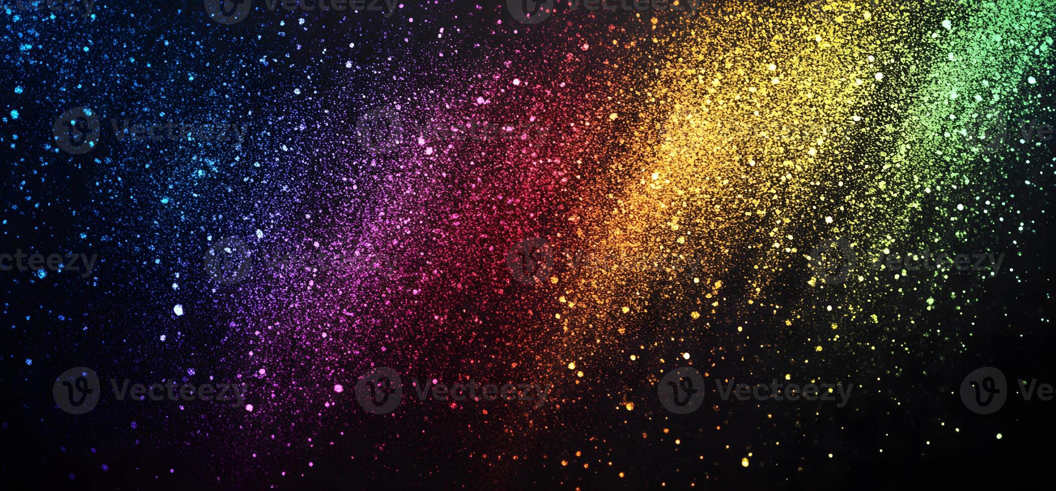 Colorful particle clouds appear to be a rainbow of bright lights on a dark canvas photo