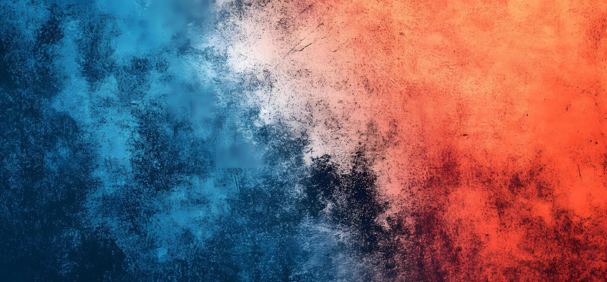 Distressed aged texture shows half dark blue and other half orange background photo