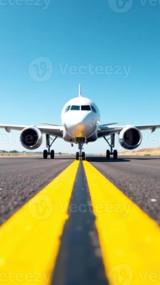 A large passenger jet on the runway photo