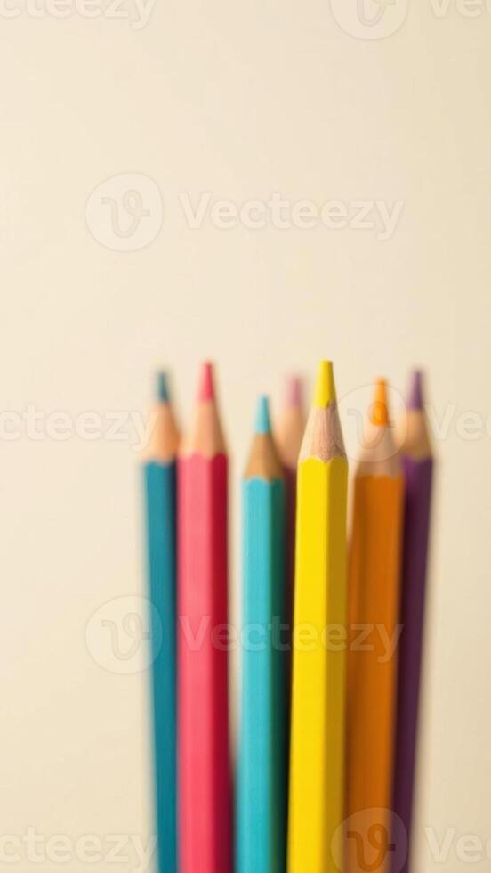 Colorful pencils arranged in a creative display showcasing vibrant hues and artistic potential for drawing and sketching activities, art supplies concept photo