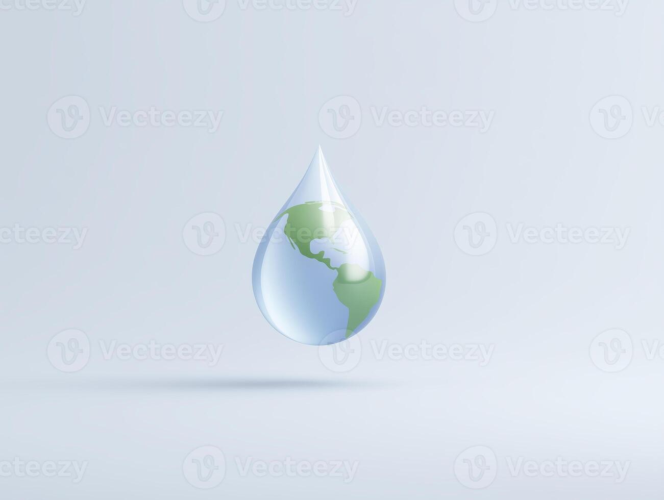 A water drop with a globe inside it photo