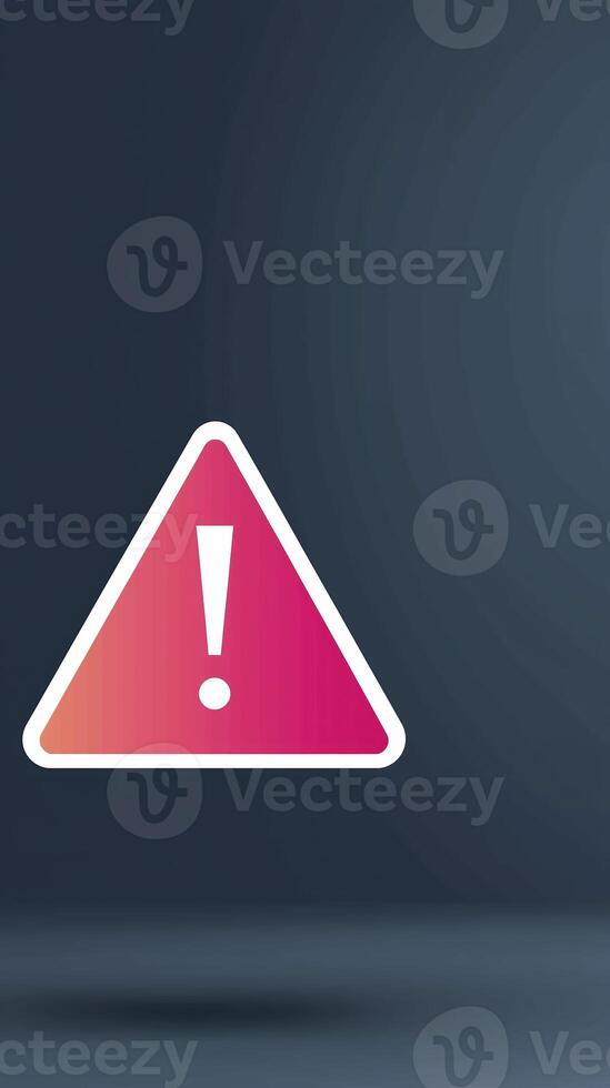 A pink triangle with an exclamation mark on it photo