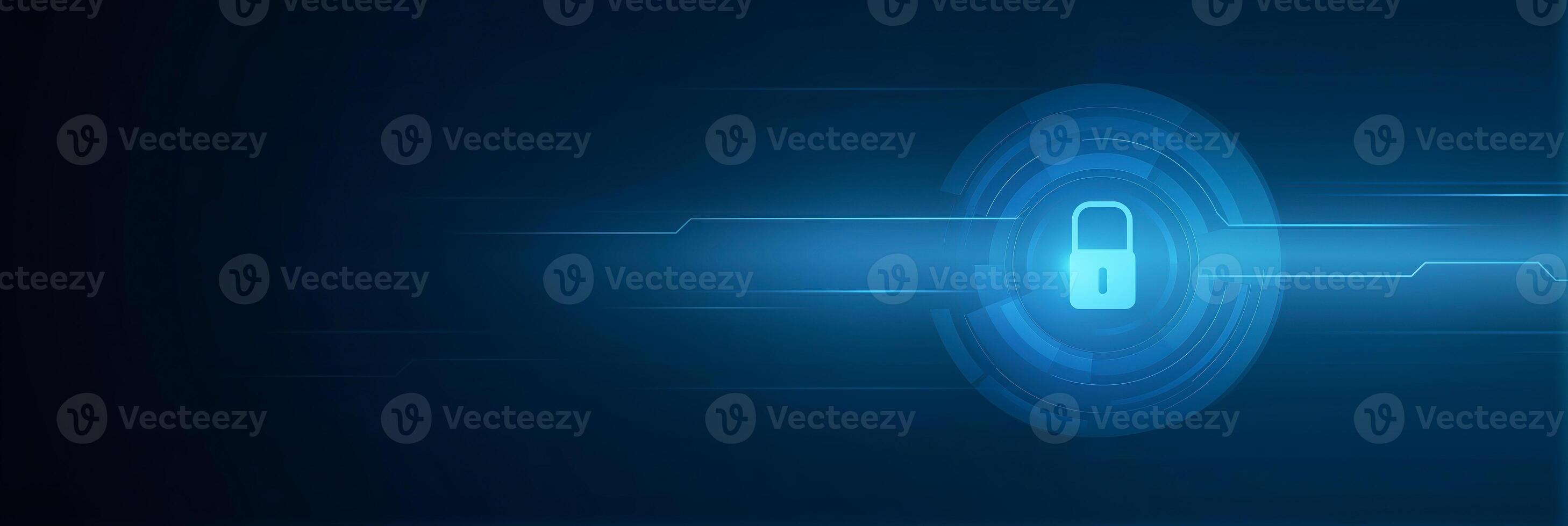 Digital security lock symbol on a futuristic background representing cybersecurity and data protection technology in a modern digital world security concept photo