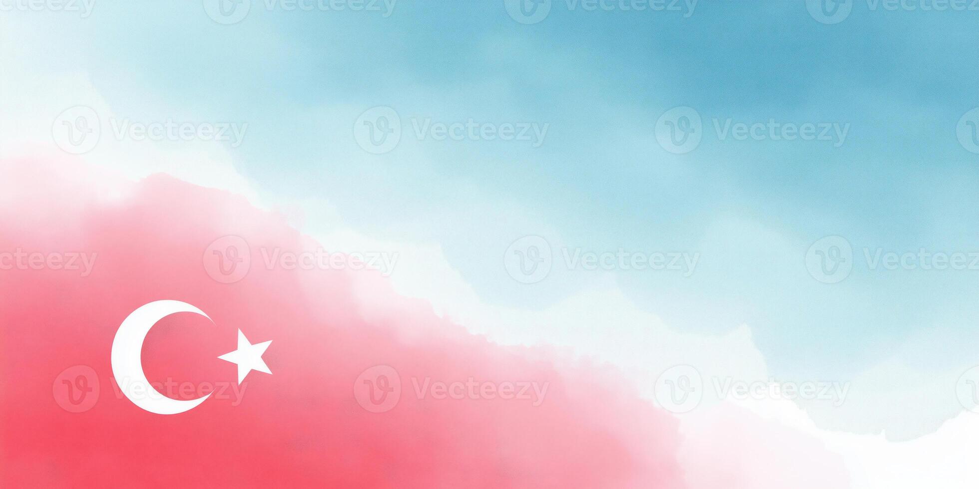 Abstract watercolor background blending red and blue hues with a crescent moon and star symbol representing national identity and pride concept photo