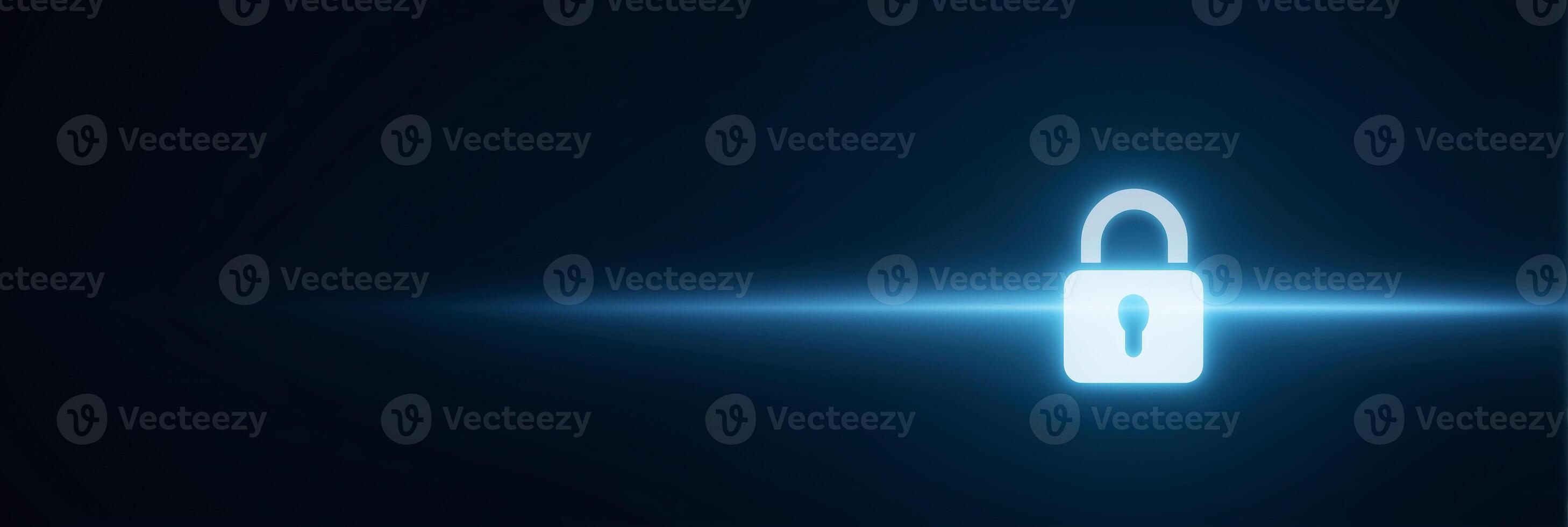 Digital lock symbol glowing against a dark background representing security, protection, and privacy in the modern digital age, cybersecurity concept photo