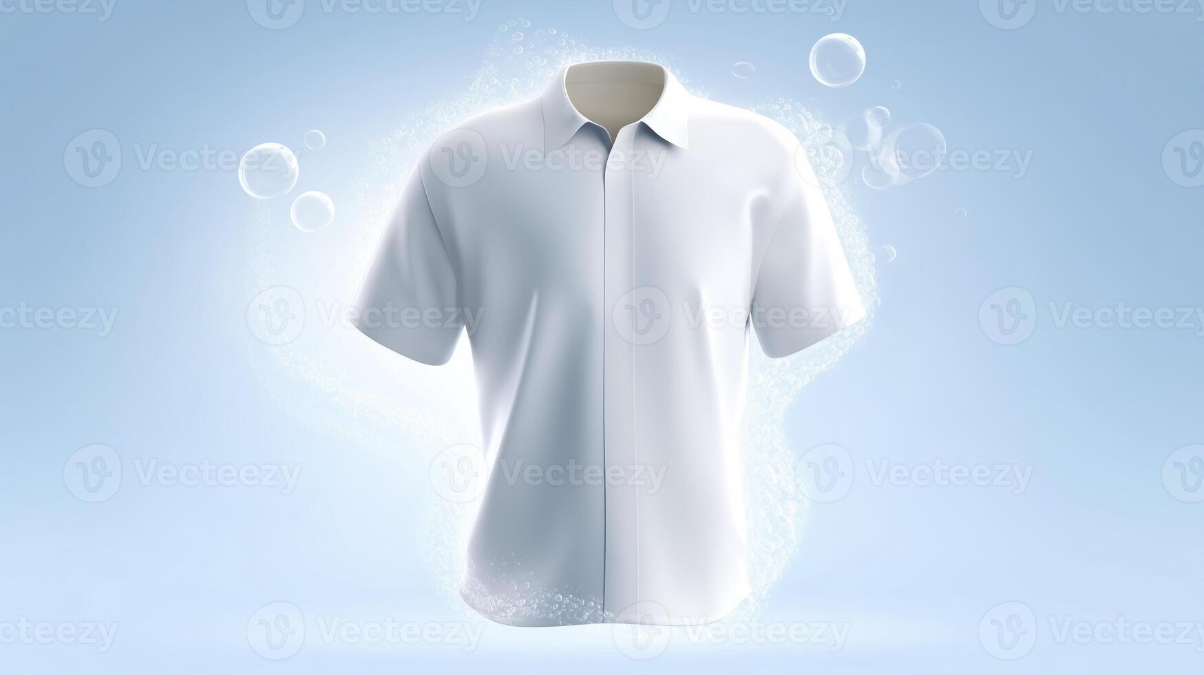 A white shirt with bubbles floating around it photo