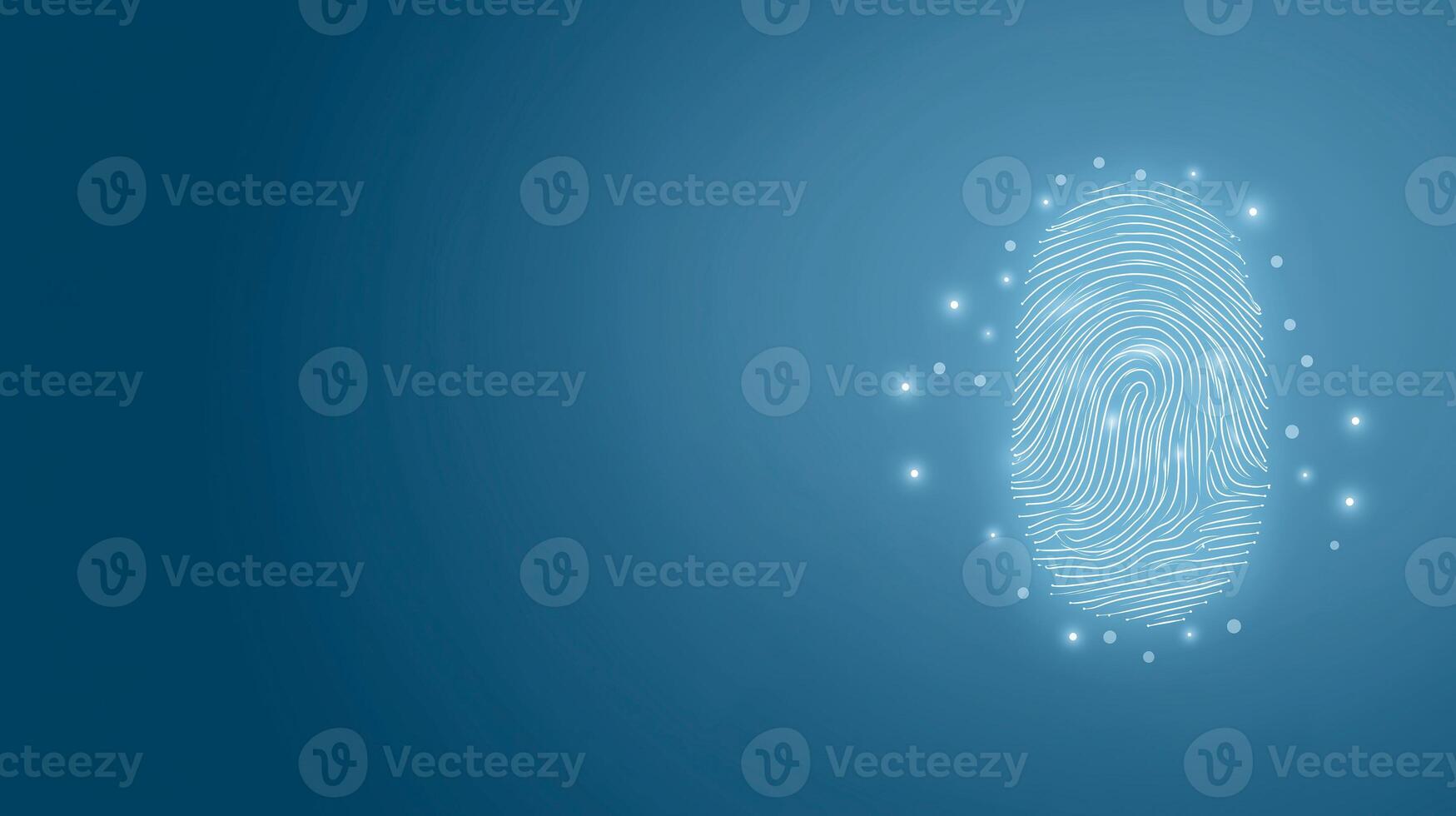 Digital fingerprint illustration with glowing effects on a blue background representing security and identity verification concept photo