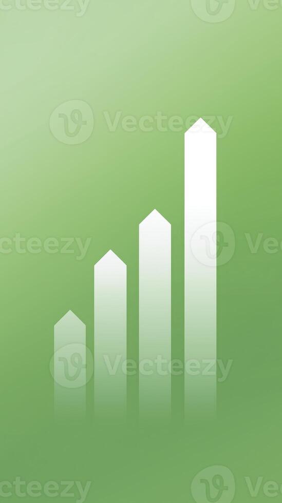 Abstract green background with upward trending white bars representing growth, success, and progress in business or finance concepts photo