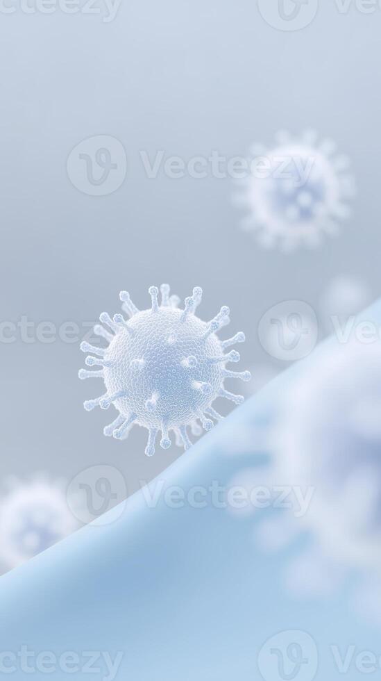 Microbial illustration of virus particles floating in a soft blue background with smooth gradients and subtle textures for scientific and educational use photo