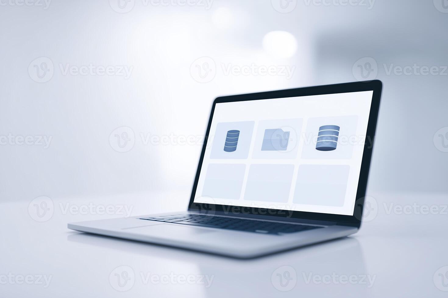 A laptop computer with a database on the screen photo