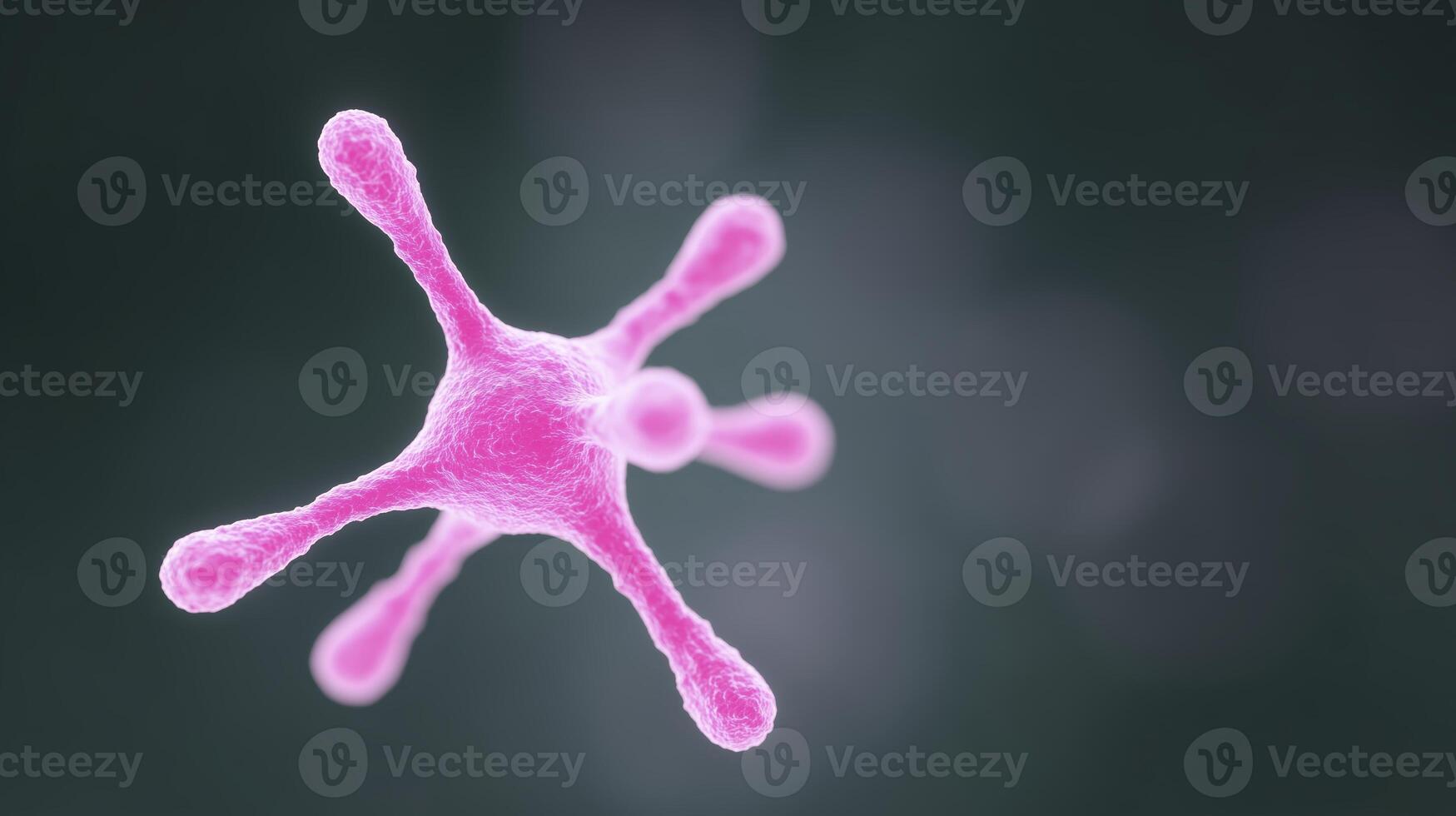 Abstract pink molecular structure with intricate details floating against a blurred dark background representing scientific innovation and discovery photo