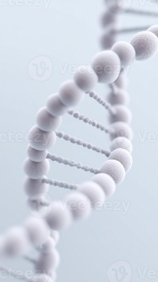 Abstract representation of a DNA double helix structure with smooth, spherical shapes and a soft gradient background conveying the essence of genetic science and biology photo