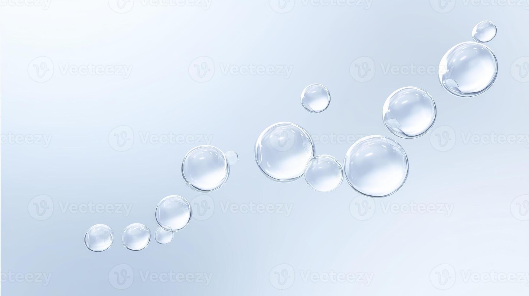 Transparent water bubbles floating gracefully against a soft gradient background creating a serene and calming atmosphere for design purposes photo