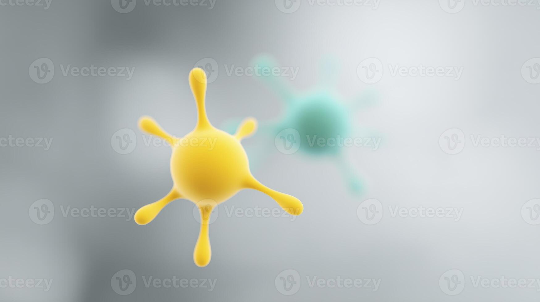 A yellow and blue virus is floating in the air photo