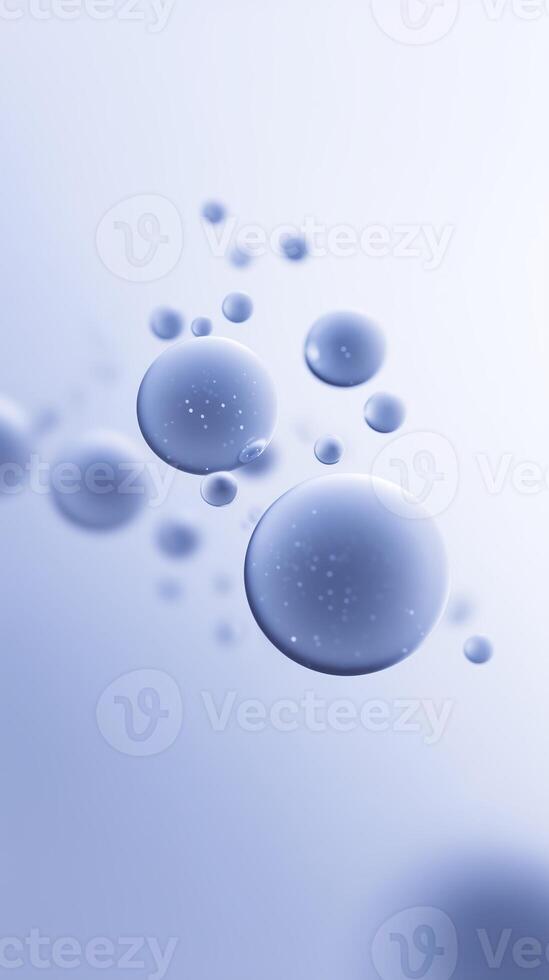 Abstract blue background featuring floating water droplets with soft focus and gentle light creating a serene and calming atmosphere for design purposes photo