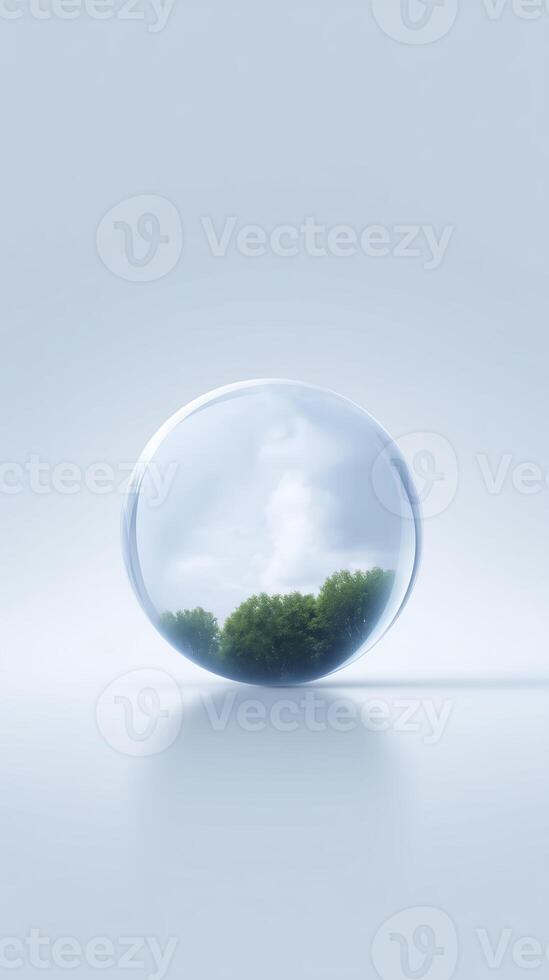 A glass sphere with trees inside photo