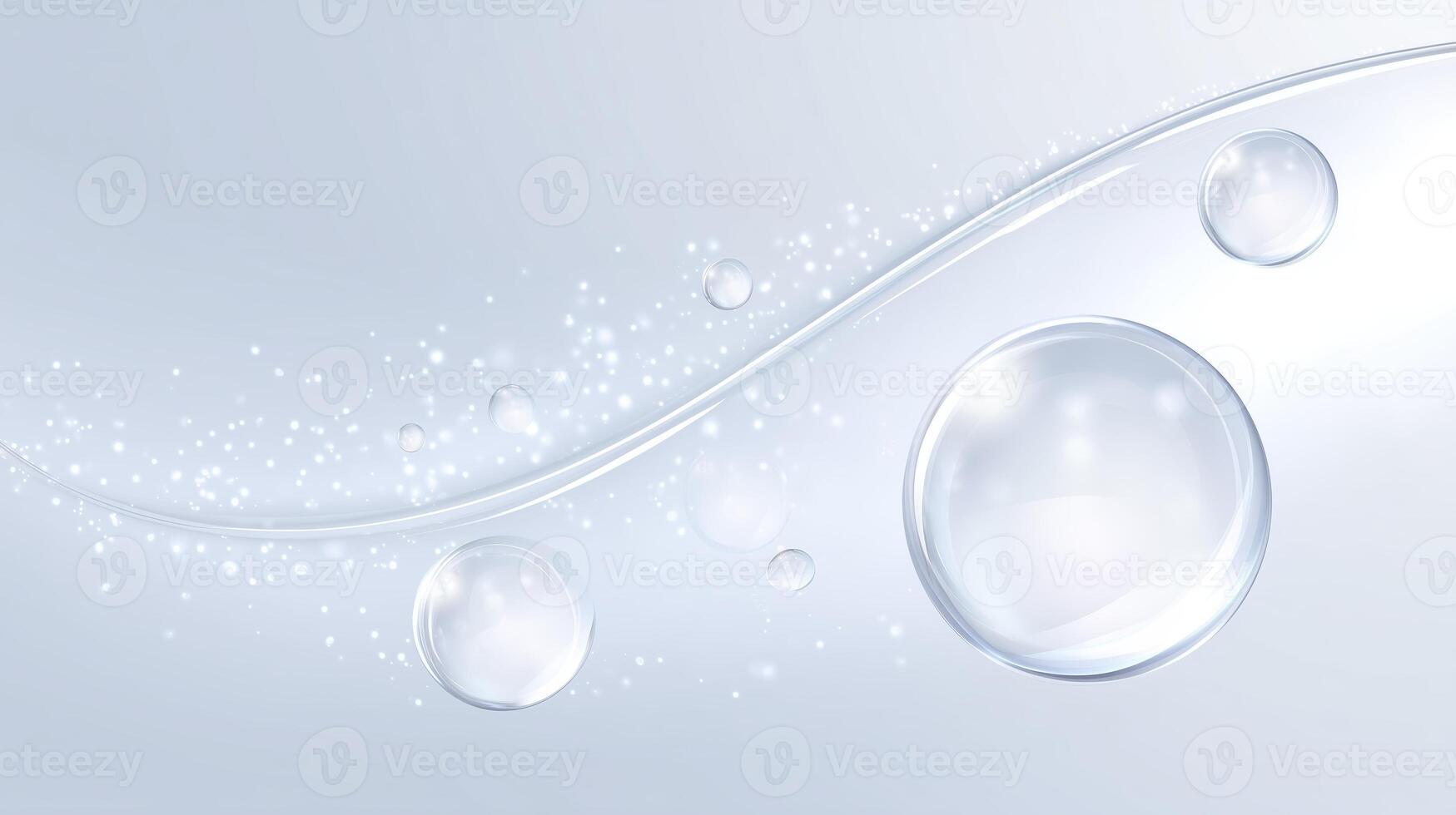 Abstract illustration of bubbles with sparkling light effects on a soft gradient background creating a serene and calming atmosphere for design purposes photo