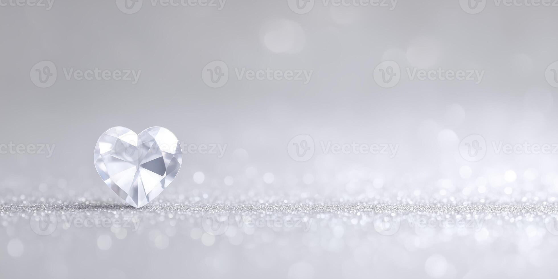 A diamond heart shaped object on a silver background photo