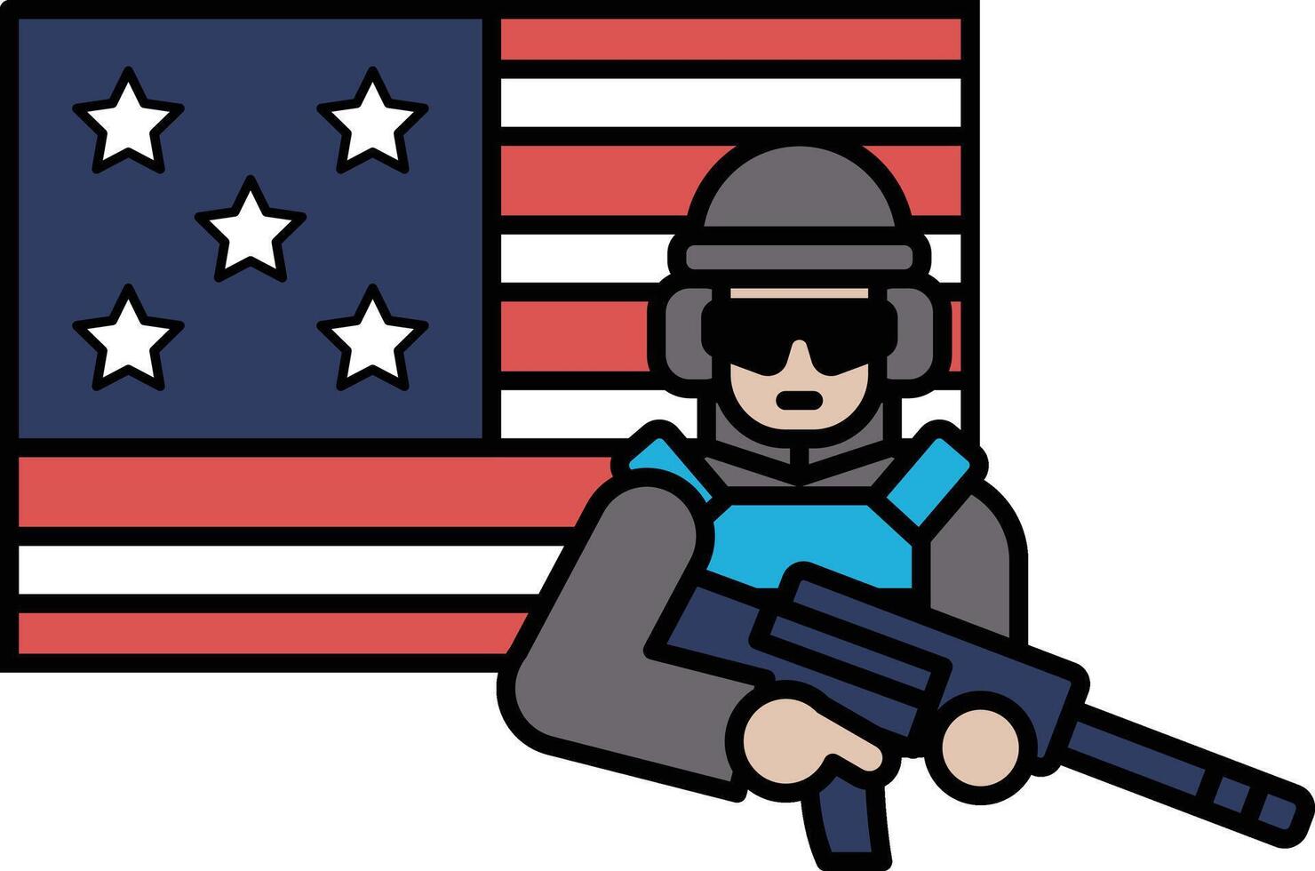A man in a military uniform stands in front of the American flag vector