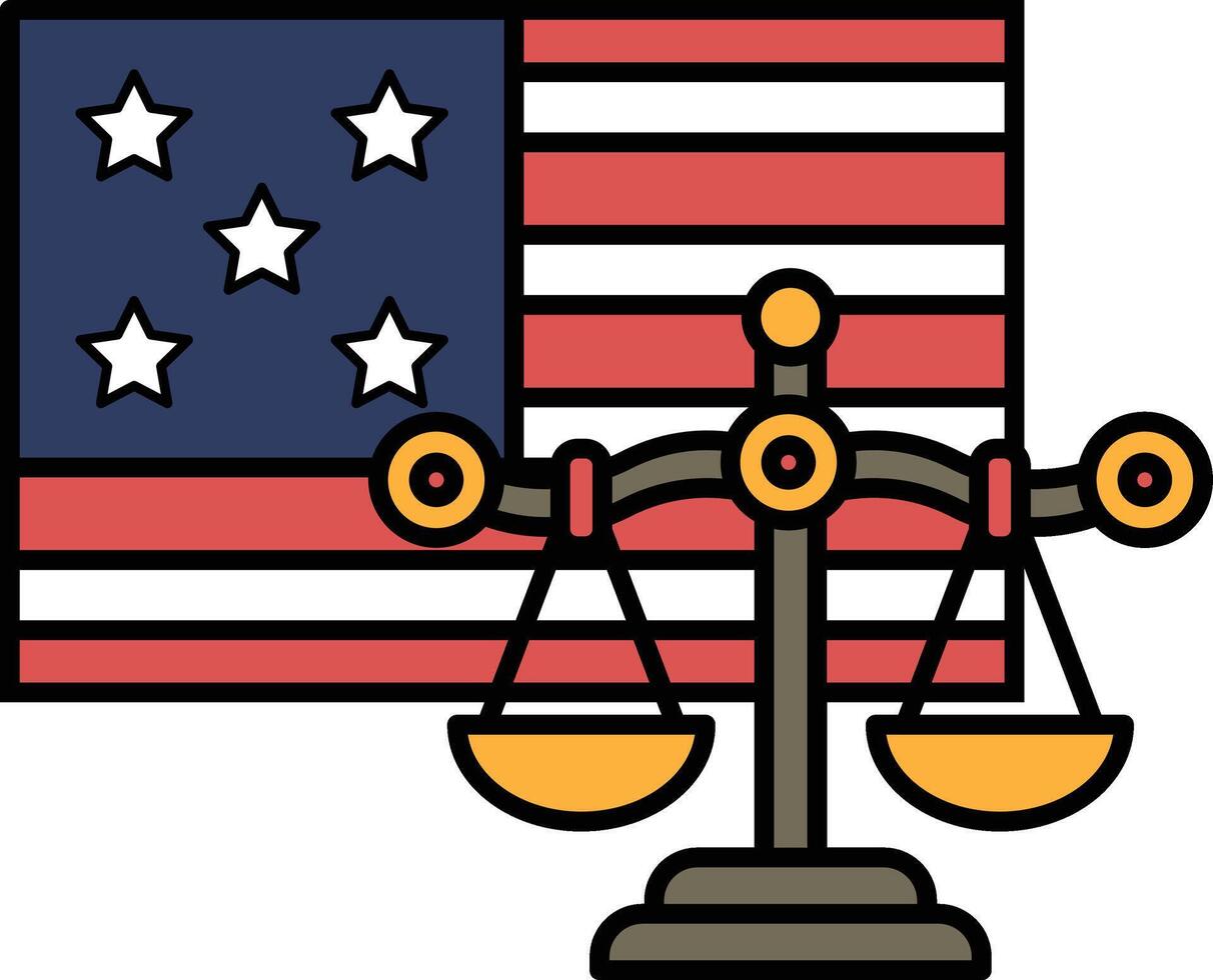 A cartoon of a scale with the American flag behind it vector
