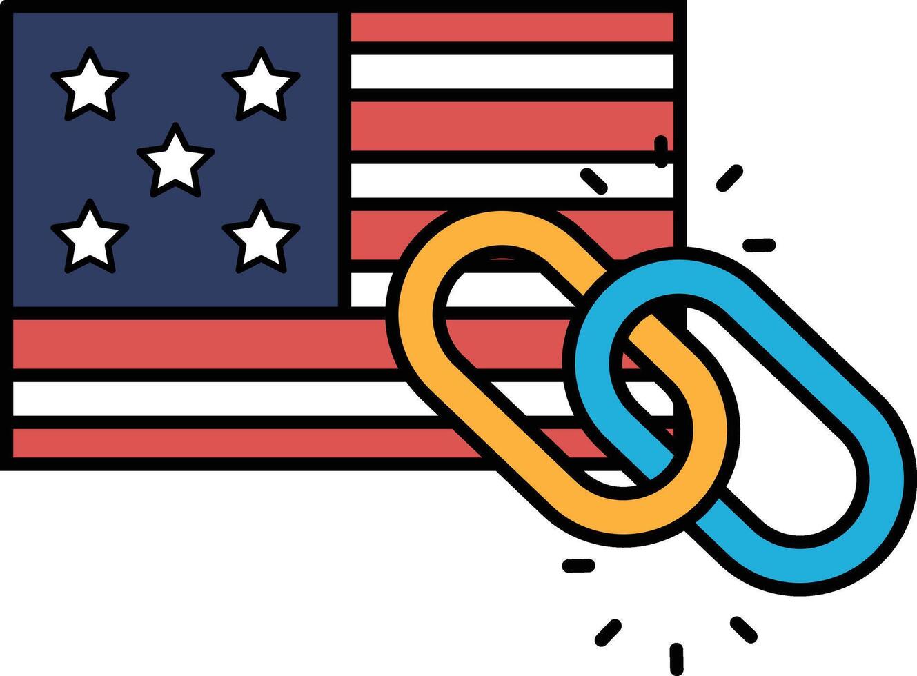 A cartoon of a chain around an American flag vector