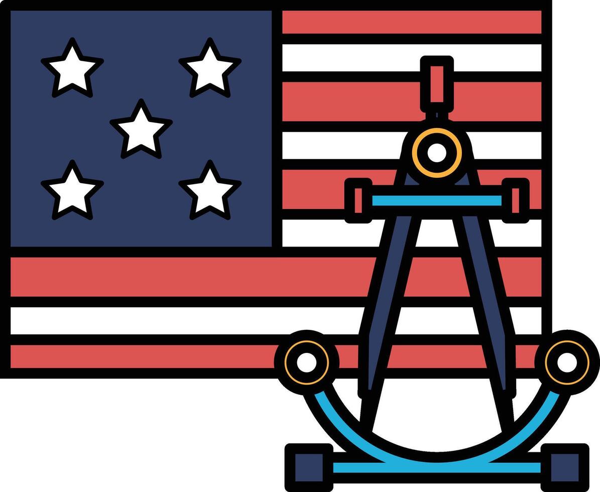 A flag with stars and stripes and a compass on top of it vector
