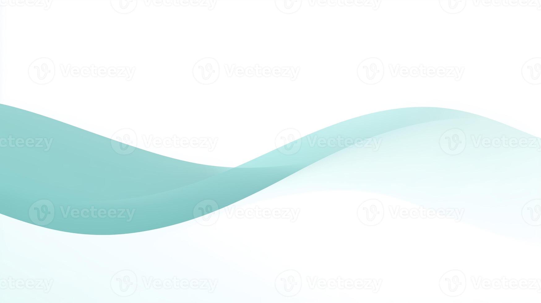 Abstract wave illustration in soft teal tones, flowing gracefully across a white background, creating a serene and calming visual effect for design and artistic projects photo