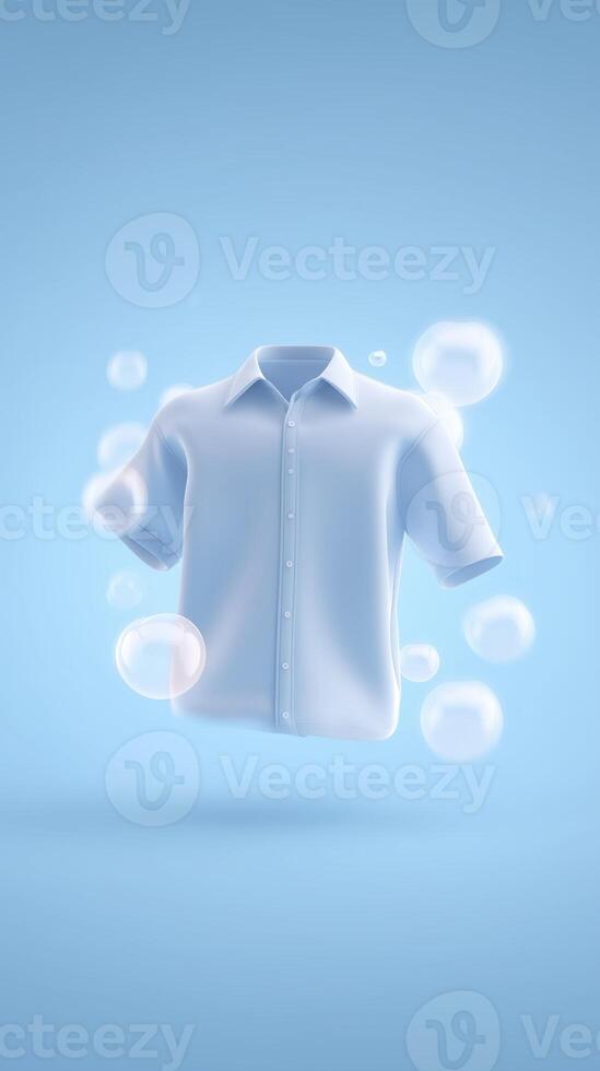 A shirt with soap bubbles floating around it photo
