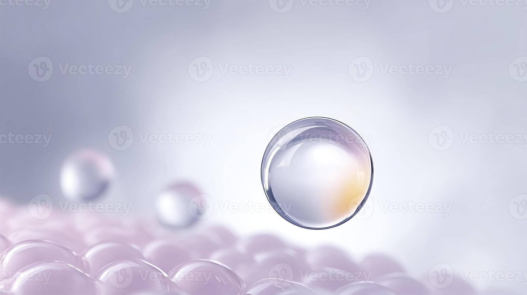 Transparent bubbles floating above a soft, textured surface, creating an ethereal atmosphere with gentle reflections and a dreamy, blurred background enhancing visual appeal photo