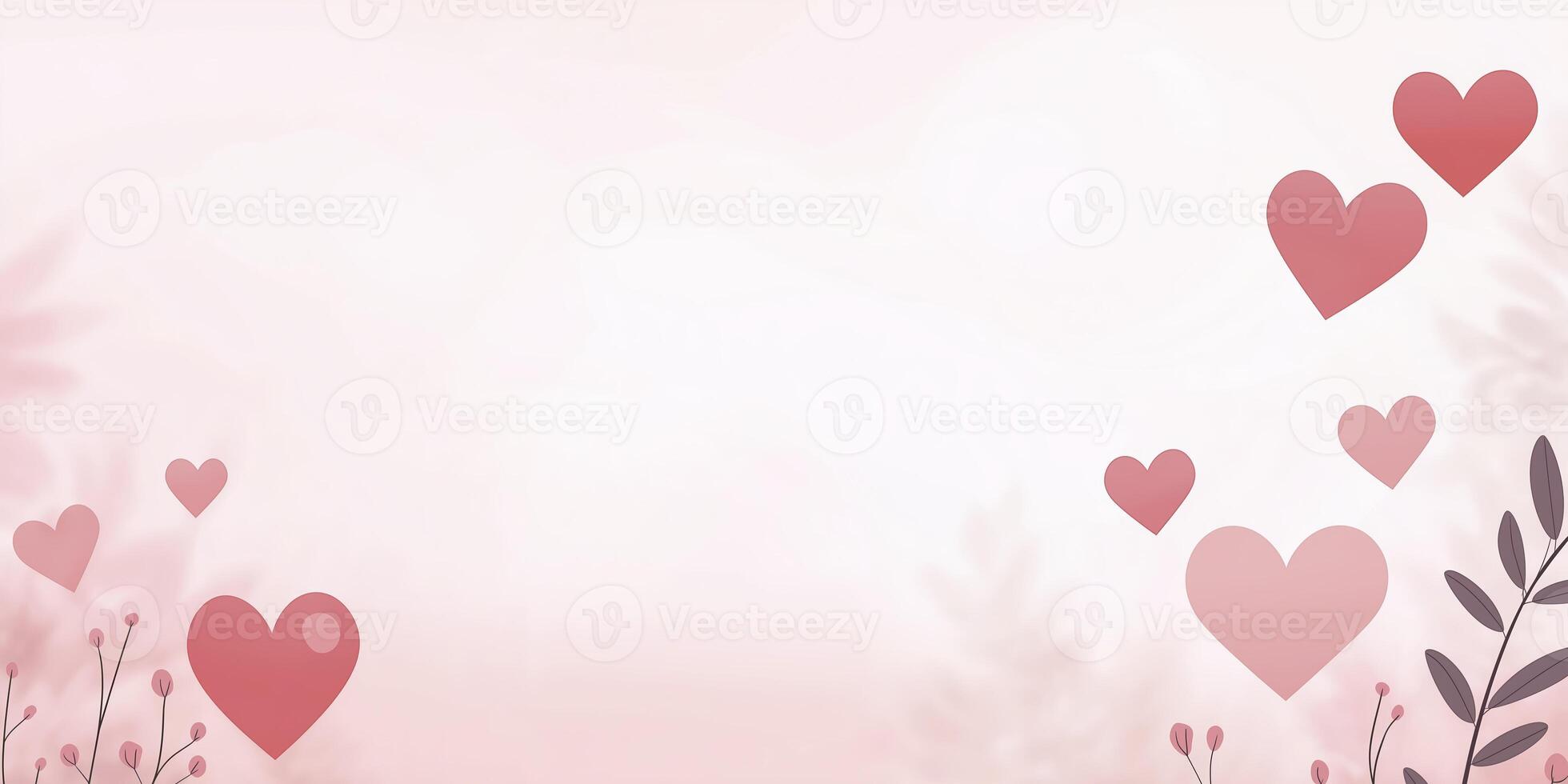 Romantic pink hearts floating on a delicate background with floral accents, creating a romantic and dreamy atmosphere photo
