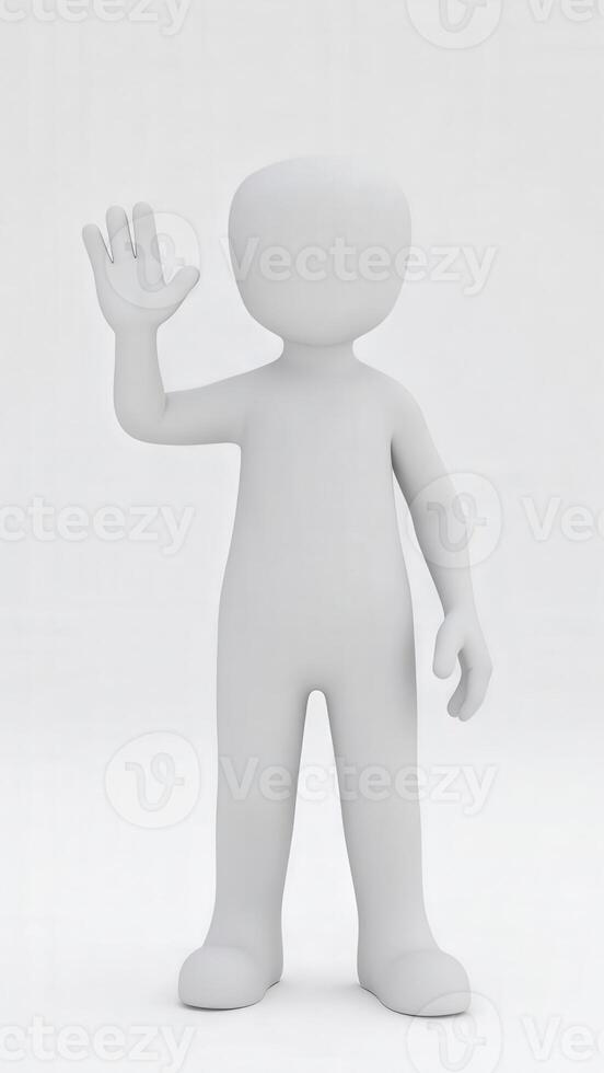 3d man waving hands on white background photo