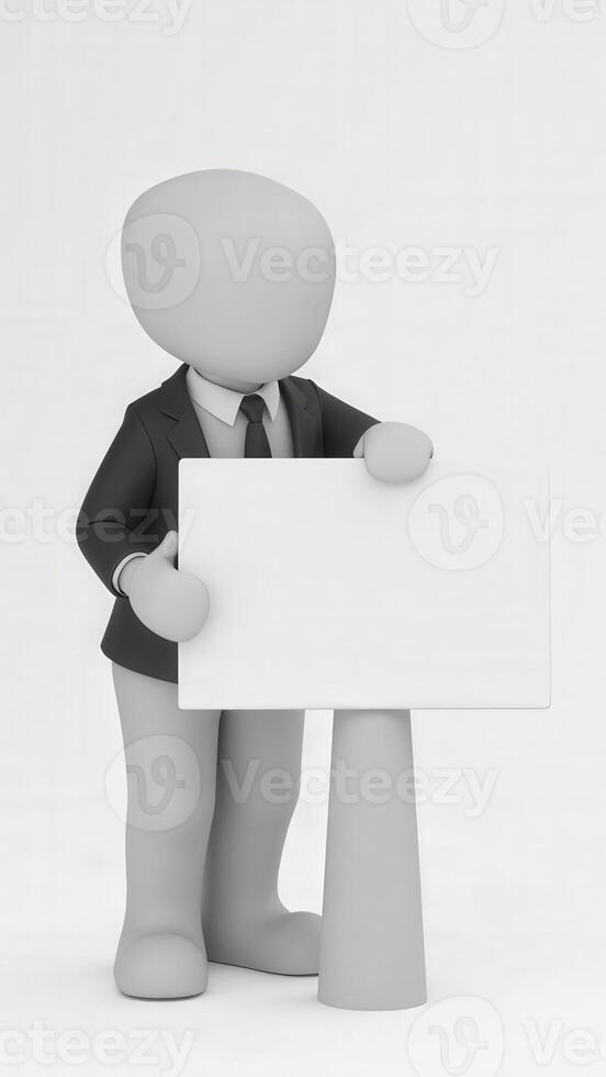 Businessman showing blank placard with copy space for text photo