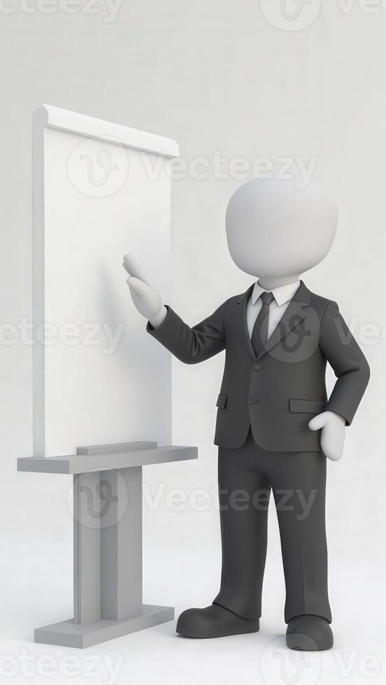 Businessman giving presentation using flip chart in office meeting photo