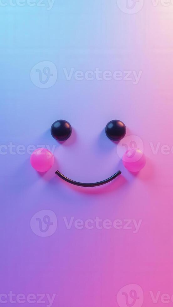 Blushing happy face emoji smiling on gradient background photo