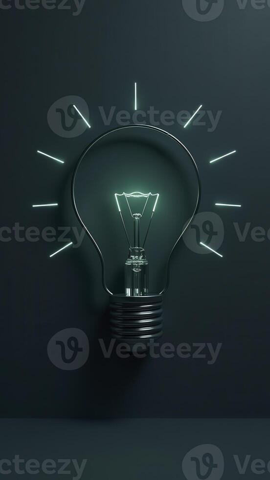 Light bulb shining with glowing rays symbolizing ideas and innovation photo